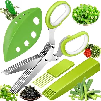 SoundZero Pack of 4 herb scissors stainless steel kitchen scissors 5