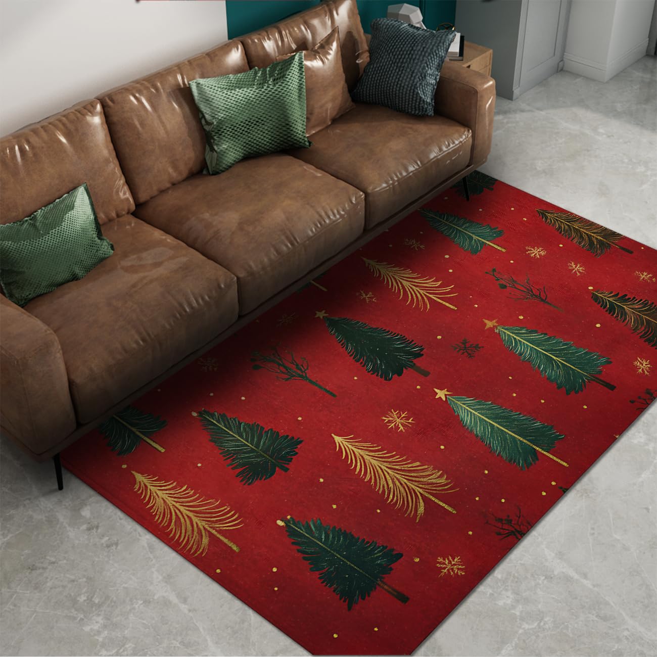Tapis Noël en pin vert de décoration intérieure d’hiver au design soigné