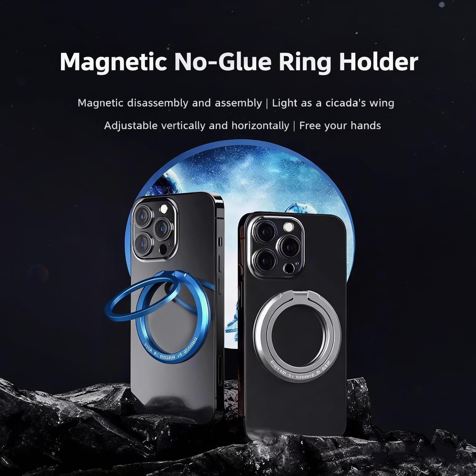 Supporto ad Anello Magnetico per Cellulare, Impugnatura smartphone, Universale Cellulare Anello Rotazione 360° Gradi Smartphone Ring per iPhone, Samsung, Huawei, Tutti Gli Smartphone(grigio)