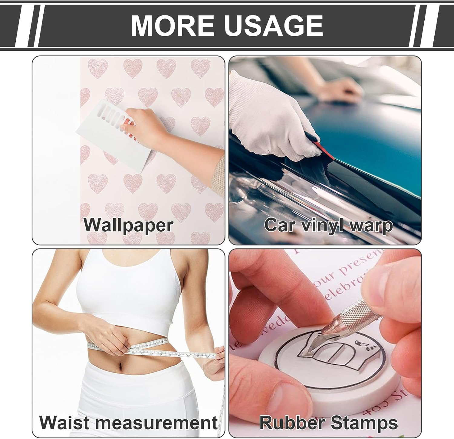 Fititem Wallpaper Tools Kit Smoothing Tool with Felt Squeegee Knife Tape Measure for Apply Contact Paper Peel and Stick Wallpaper Hanging Backsplash Car Wrap Vinyl Window Film Multi-Function
