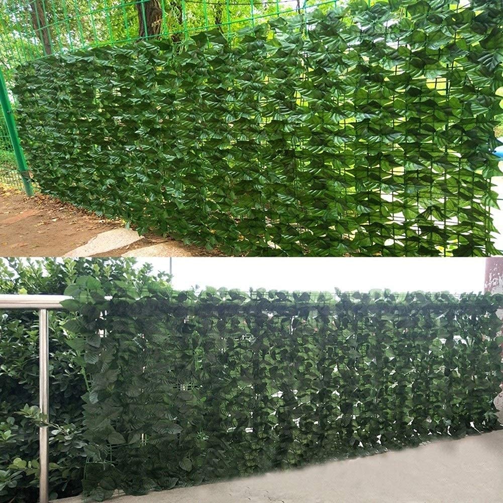 Sztuczny zielony liść bluszczu na balkon, ogród, ścianę, ogrodzenie - ochrona przed promieniowaniem UV, łatwy do łączenia, 1 x 7 m dekoracja zewnętrzna - osłona roślin, zielony