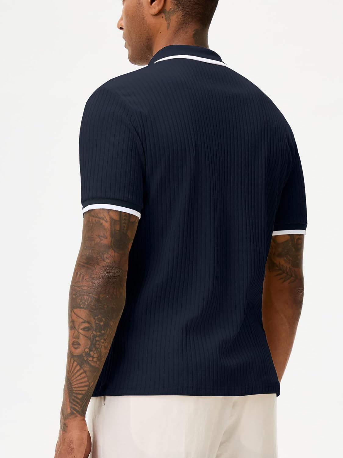 Comdecevis Men's Regular Fit Knit Polo Shirts Short Sleeve Stretch Golf Shirts - Image 2