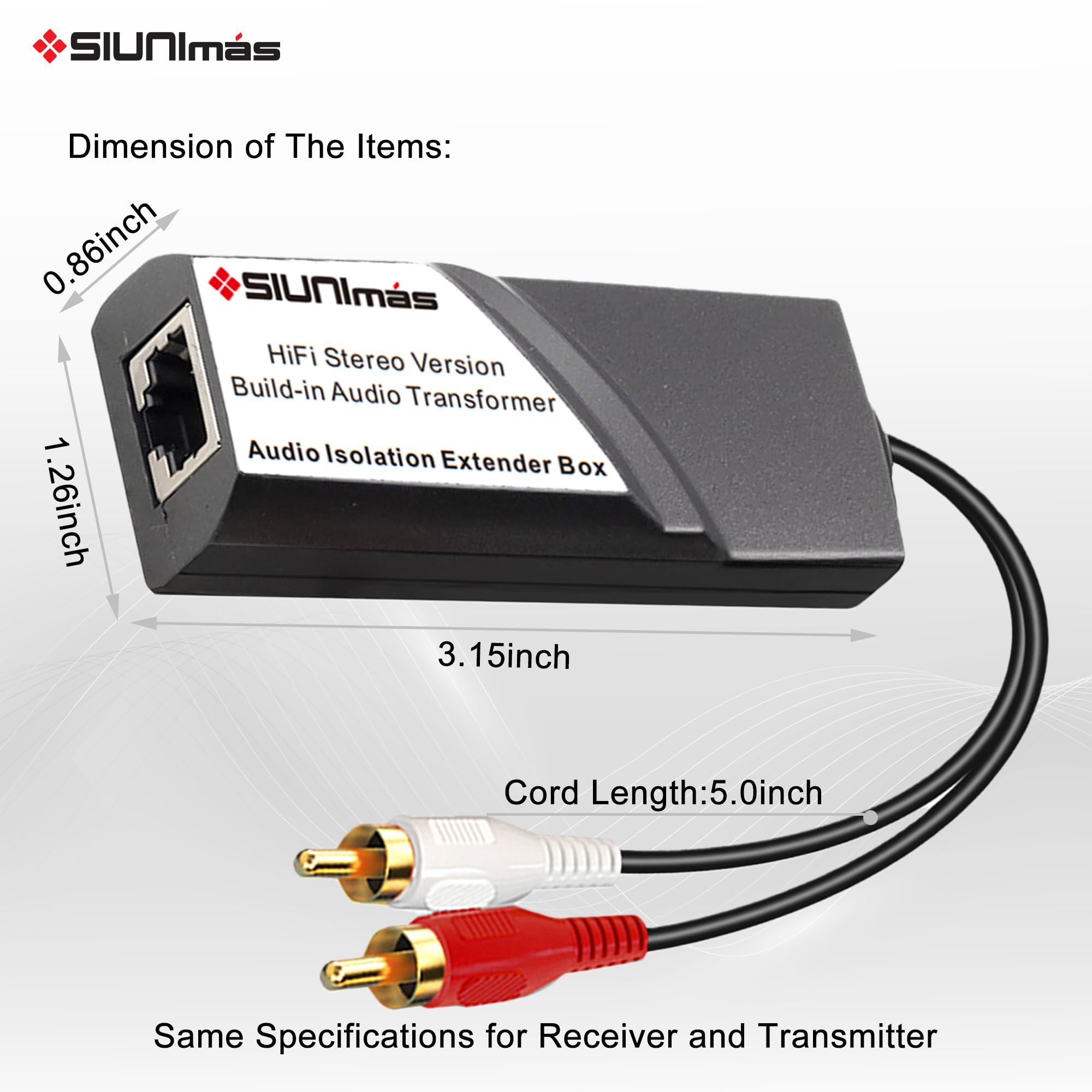Convertitore audio da RJ45 a RCA maschio-femmina, isolatori audio integrati che si collegano su Cat5/Cat6, ecc., connettori con rivestimento in oro di qualità a convertitore audio stereo RJ45