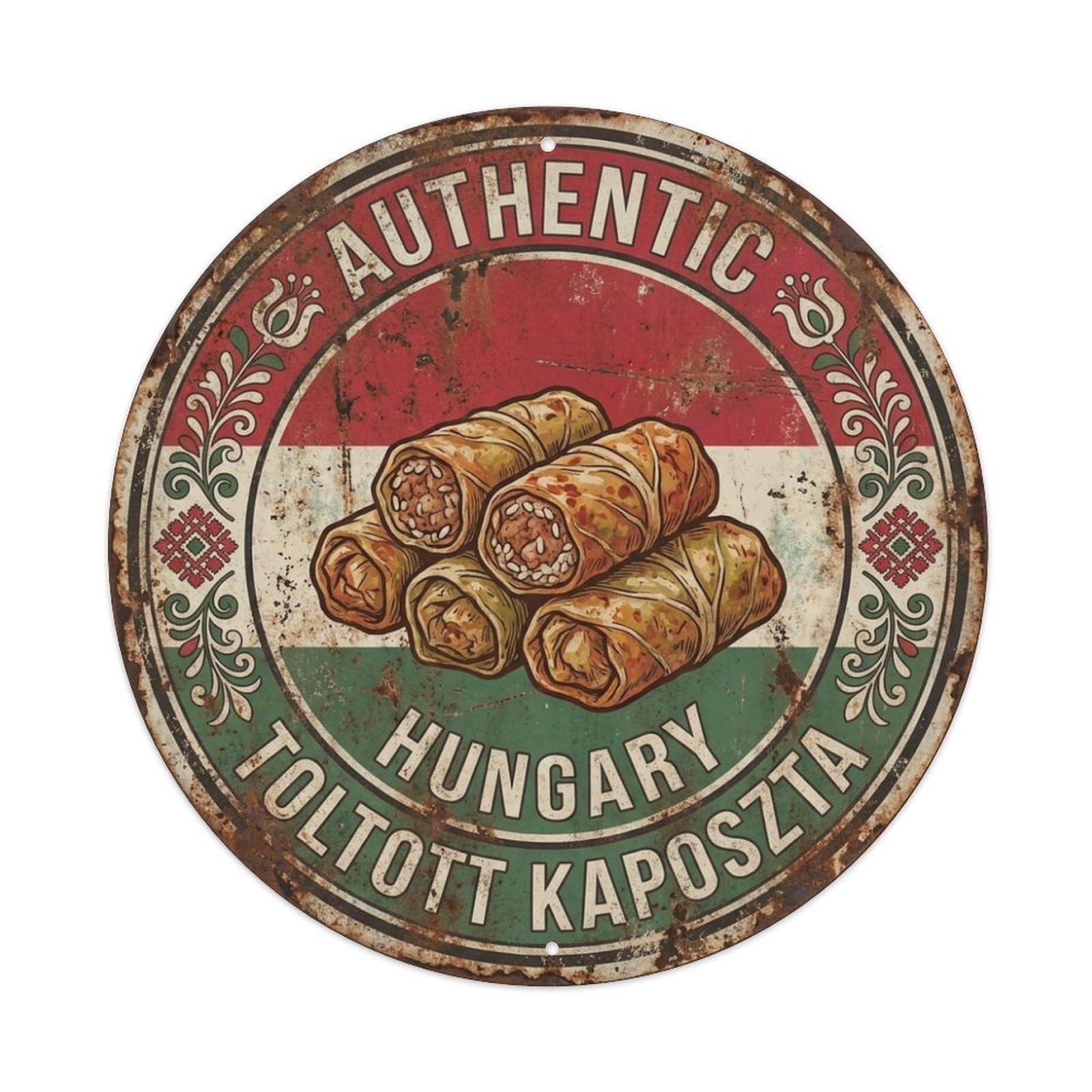 Olhnbad Style Hungary Travel Stuffed Cabbage Vegetable Dish Cuisine Metal Tin Sign