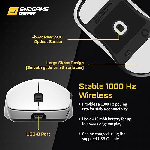 Miniatura 4 de ENDGAME GEAR XM2we - Mouse inalámbrico para juegos, mouse programable con 5 botones y 19,000 DPI, color blanco