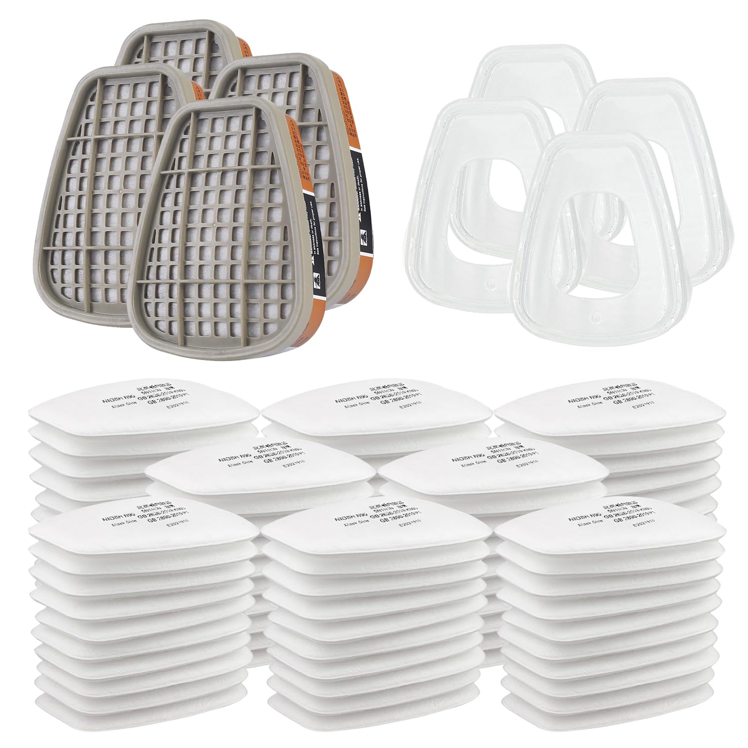 6001 Kit D'Accessoires Filtrant, Filtre pour Respiratoire avec 80 Cotons Filtrants 4 Cartouches Filtrants 4 Couvercles, Compatible 6000/7501/6200/7502/6800, pour Une Protection Faciale Optimale