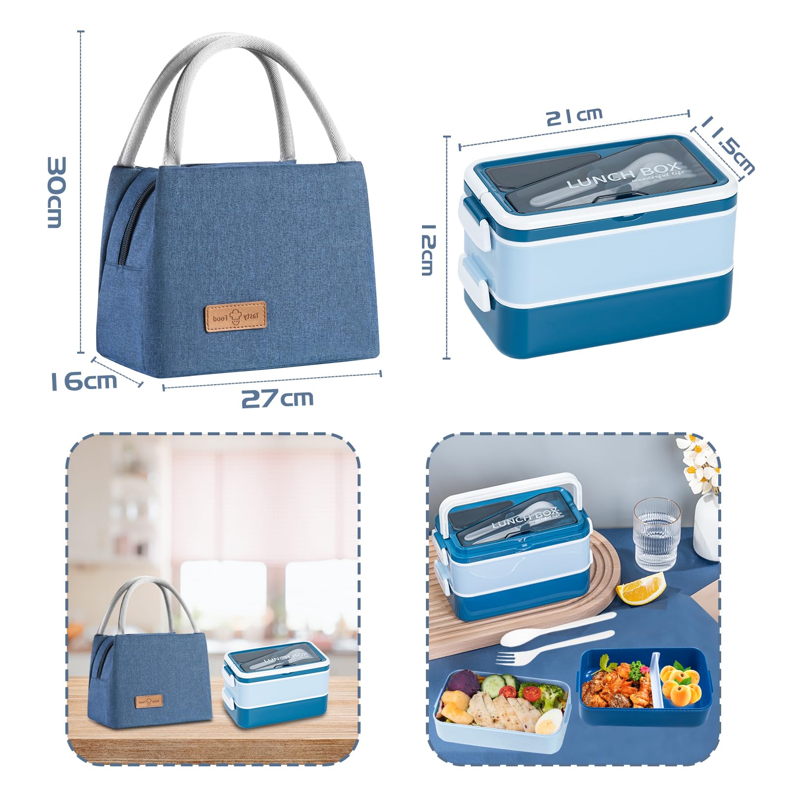 Bento Box Bambini Con Thermos 236ml – 4 Scomparti – Borsa Termica E Tazza Inclusi – Per Scuola E Gite - 3