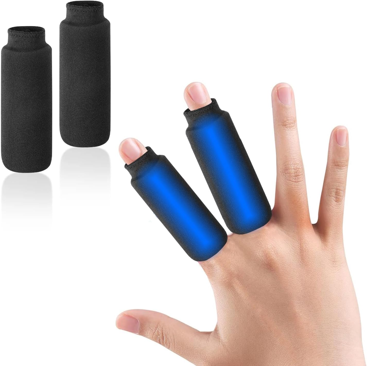 JEONEKID Finger Cold Gel Ice Pack, 2pcs Finger Ice Sleeves, Reusable Cryotherapy Compression Sleeve for Finger Toe Injuries, Arthritis, Tendonitis, Gout, Sprains