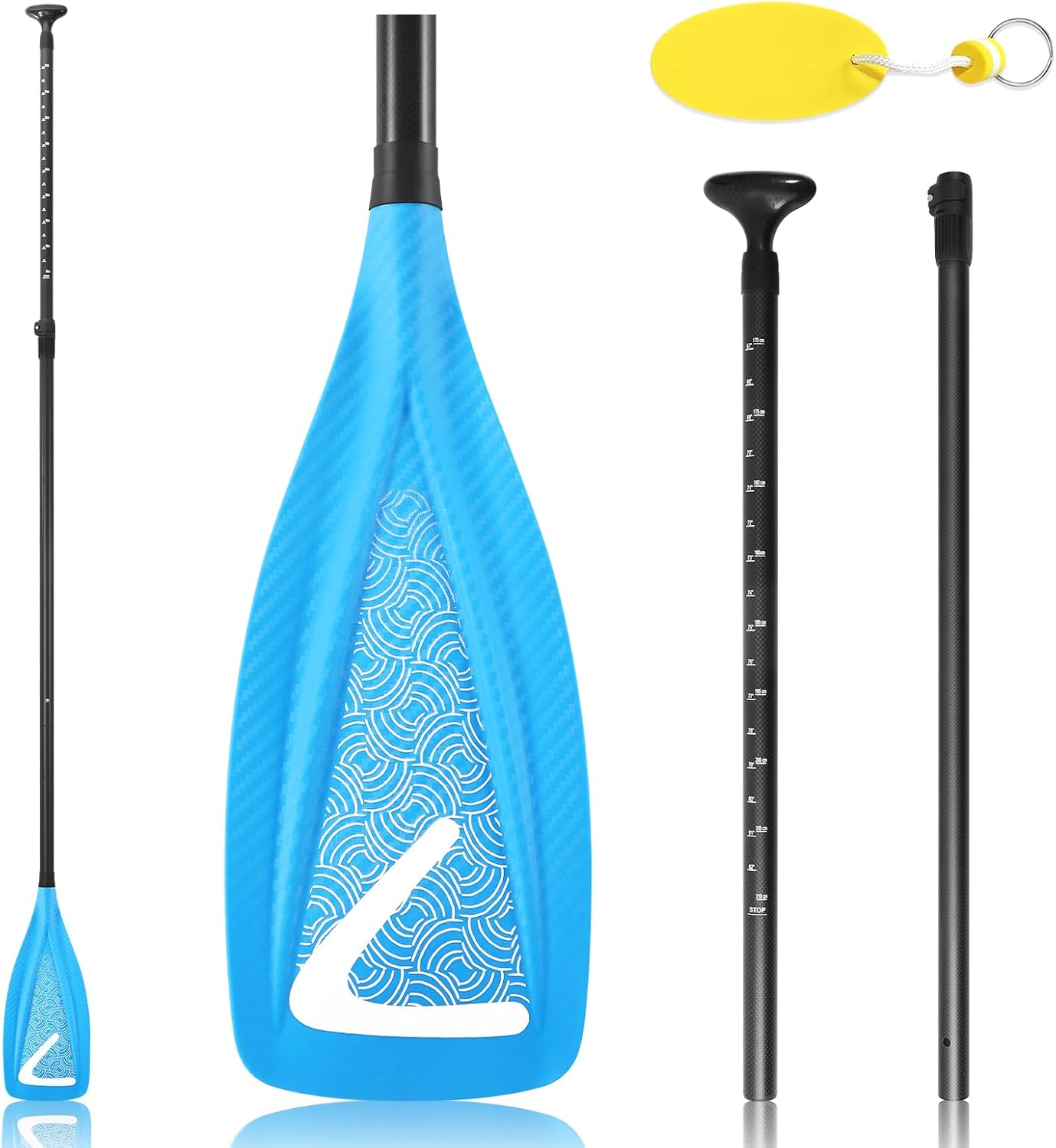 LEDONNE Carbon SUP Paddles 3 Piece Adjustable Stand Up Paddle Board Paddles Lightweight Carbon Fiber Shaft Floating Portable Paddle Oar, Blue