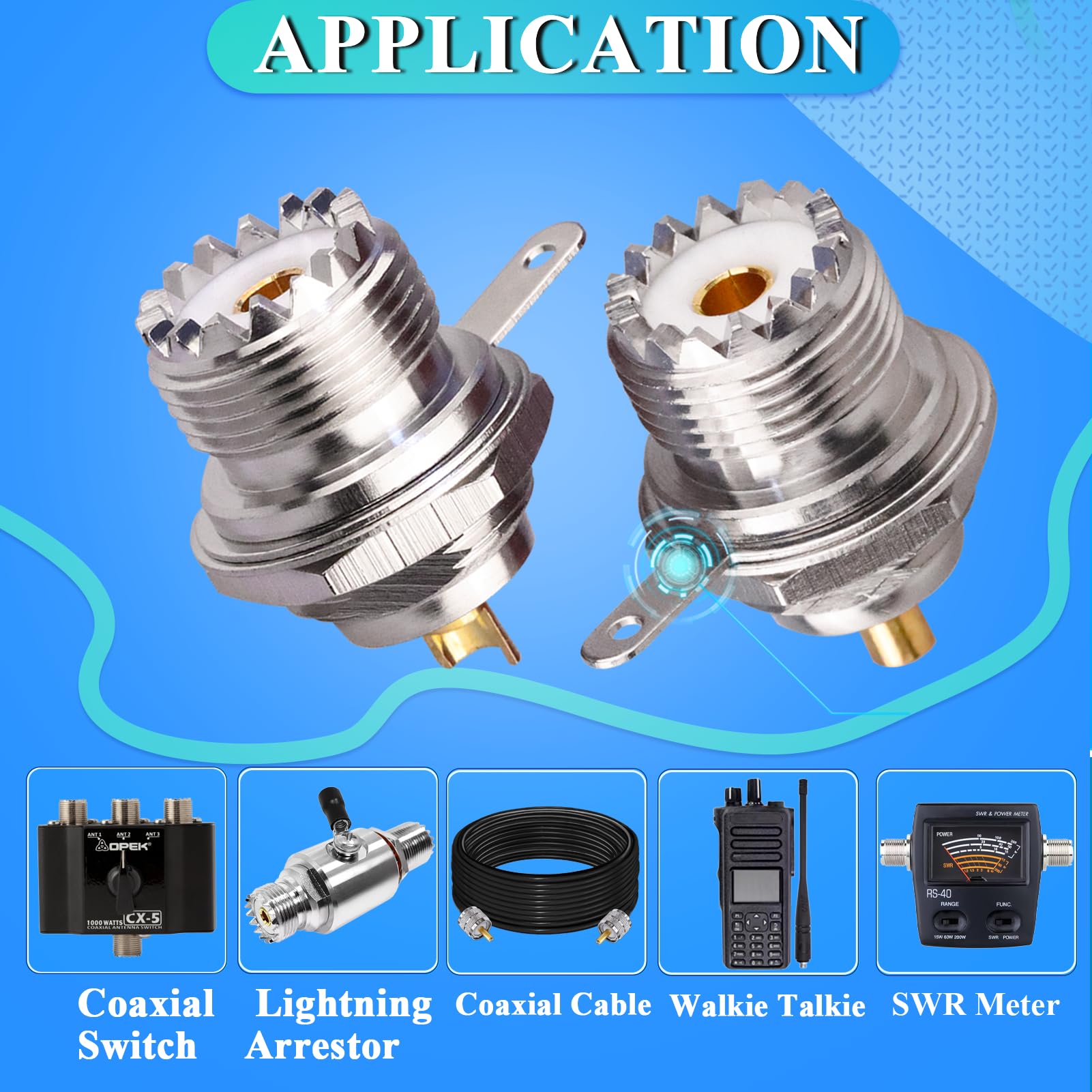 TUOLNK UHF SO239 Bulkhead Female Panel Chassis Mount Flansch Solder Cup PL259 RF Koaxialstecker Koax Antennenadapter 2er Pack