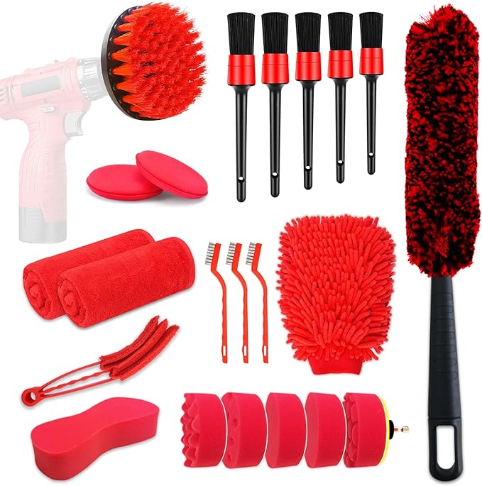 PRODFNDE Car Cleaning Kit, 23 Piece Car Detailing Brush, Wheel Brush