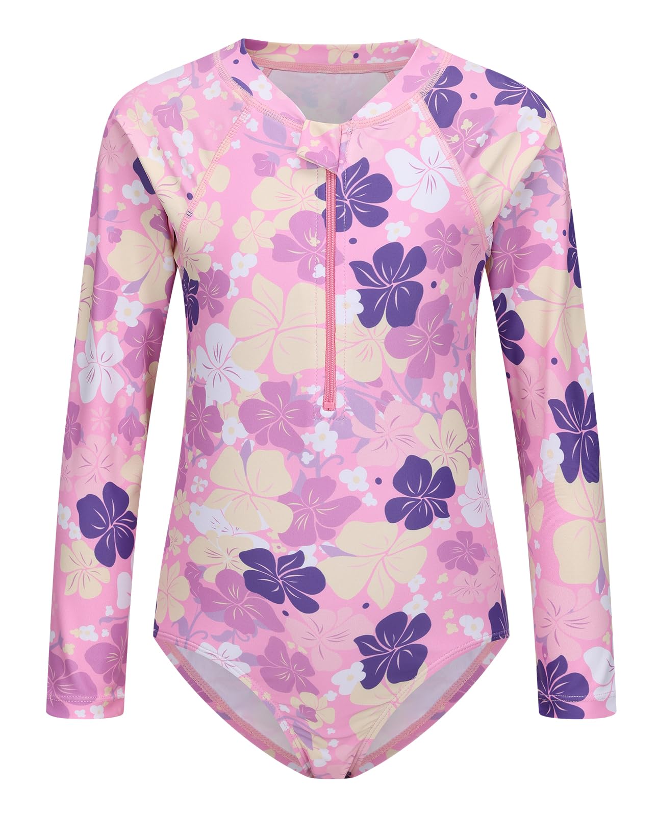 Girls One Piece Rash Guard Long Sleeve Swimsuits for Girls UPF 50+ Sun Protection Bathing Suits 3-16 Years
