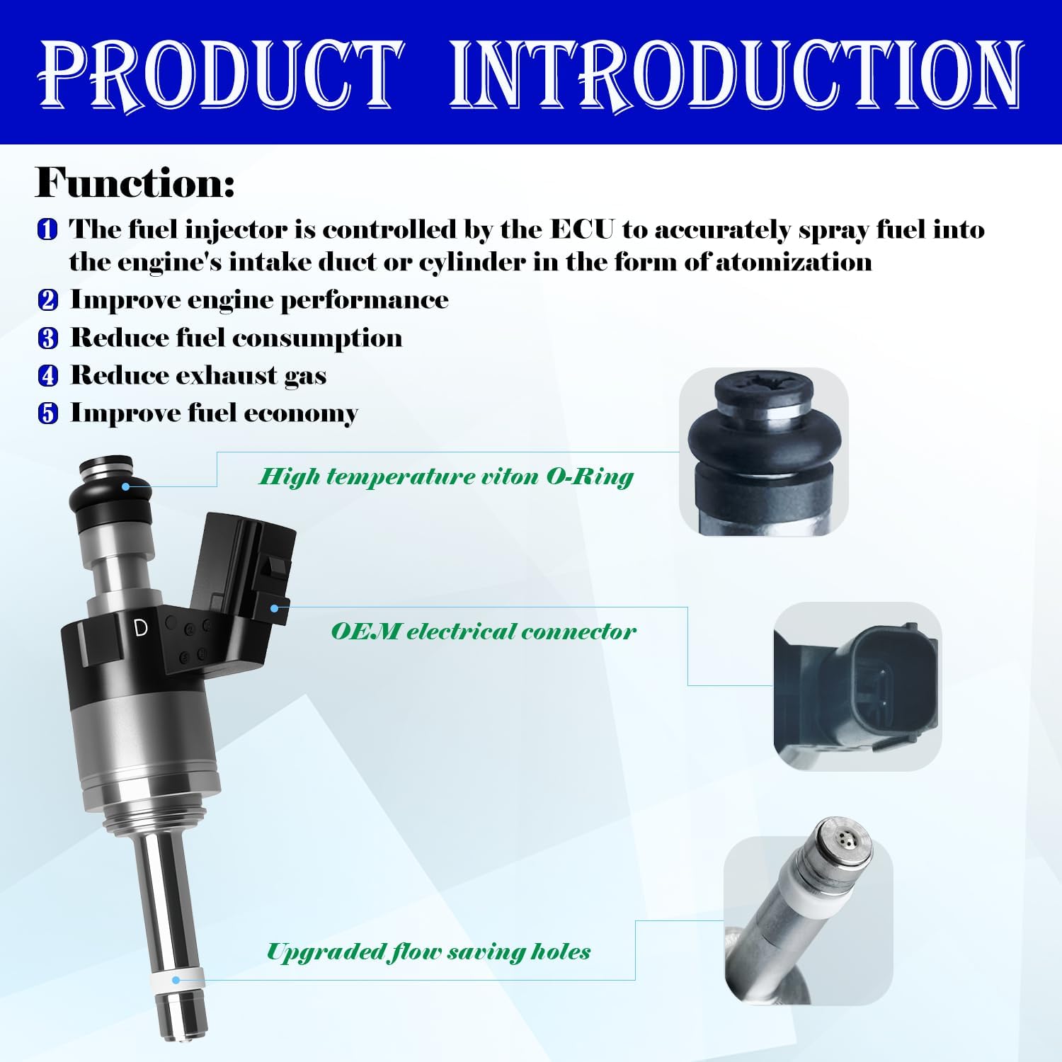 Set of 4 Upgraded Fuel Injectors Fit for Honda: Accord 2018-2021, CR-V 2017-2021, Civic Si 2017-2020, L4 1.5L Trubo, OEM # 160105PA305, 061605PA305, 1601059B315