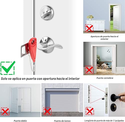 Miniatura 5 de AceMining Cerradura de puerta portátil para seguridad en el hogar, cerradura de puerta de viaje, cerraduras de bloqueo de viaje para mayor seguridad