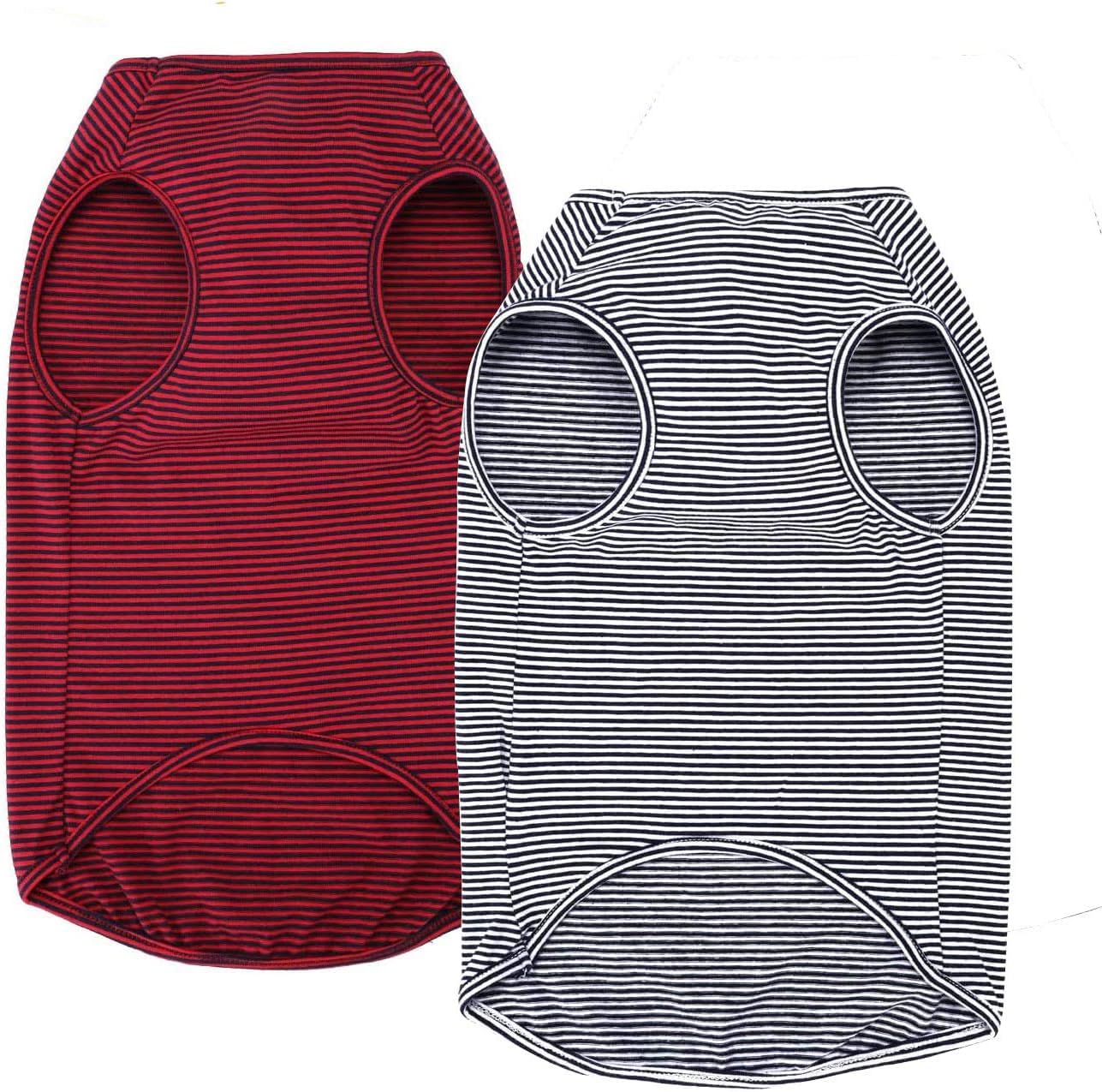 WEONE Dog Summer T-Shirts Striped Cotton Vest,Pet Breathable Soft Basic Clothes for Small Medium Larg Boy Girl Dogs,XS