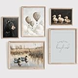 Pennclys Vintage Nursery Wall Art Boys Room Canvas Wall Decor Kids Animal Posters Neutral Wall Art Toddler Children Painting Baby Nursery Prints Duck Bear Pictures for Bedroom 8x10x5 Inch Unframed