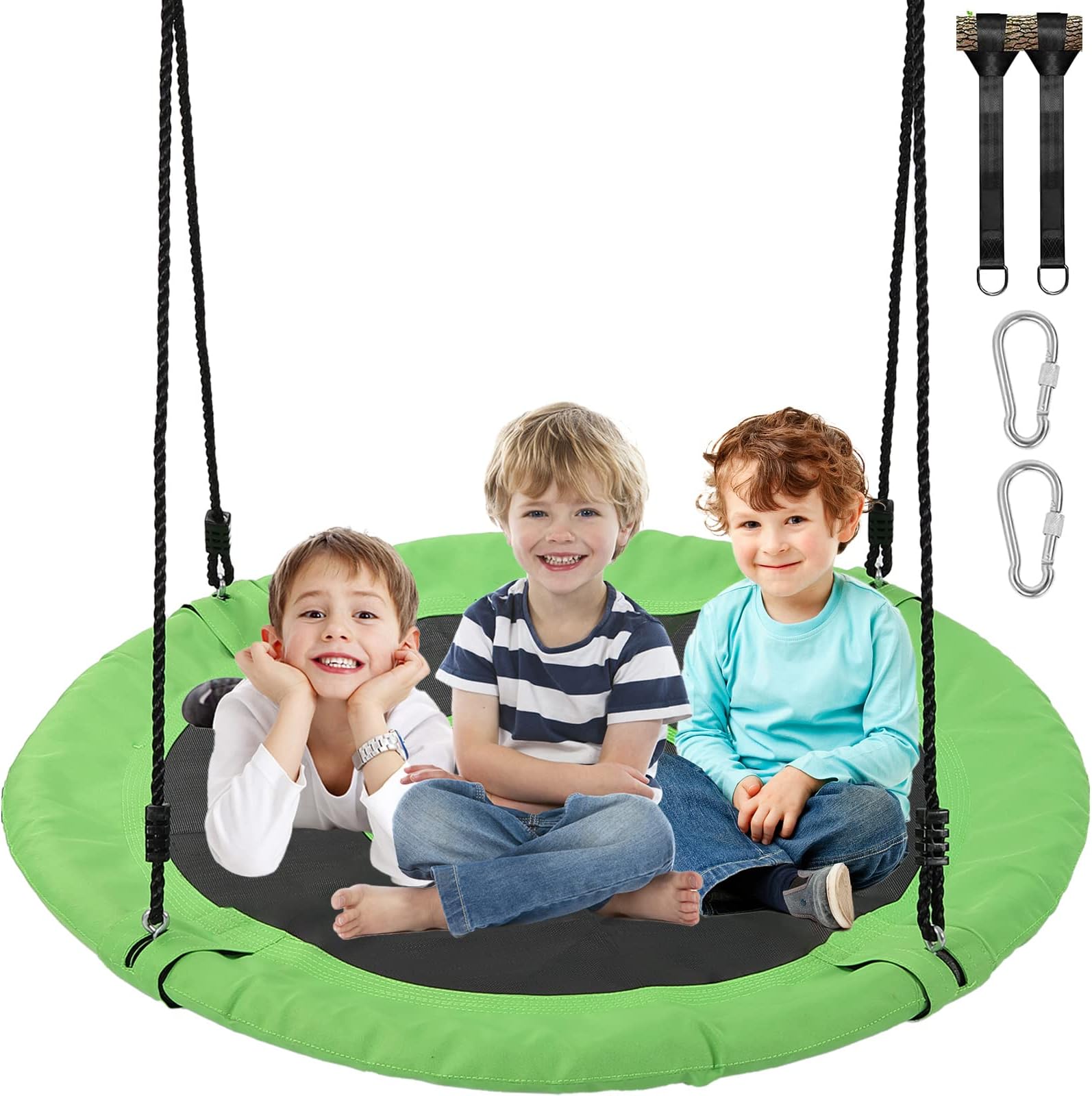 40" Saucer Tree Swing with Hanging Straps, 900D Oxford Waterproof Flying Saucer Swing for Kids Adults- 700lbs Weight Capacity, with Adjustable Ropes for Outdoor Indoor Backyard Playground