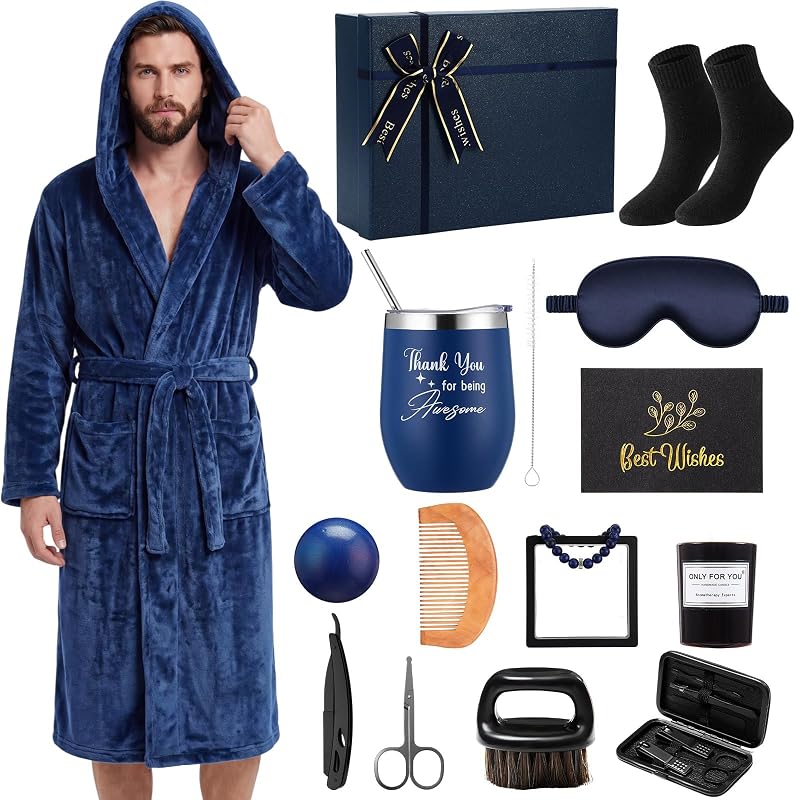 Nuogo 15 Pcs Birthday Gifts for Men Beard Care Set,Hooded,Navy