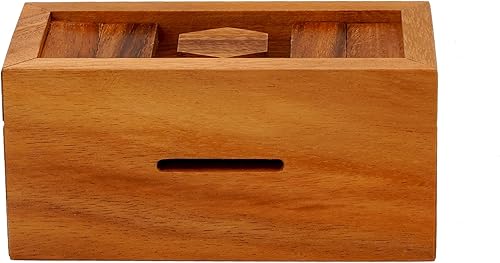 Vista 6 de BSIRI Canopic - Caja de madera desafiante rompecabezas mentales y uso como caja de dinero, caja de joyería, caja de bloqueo de rompecabezas 3D