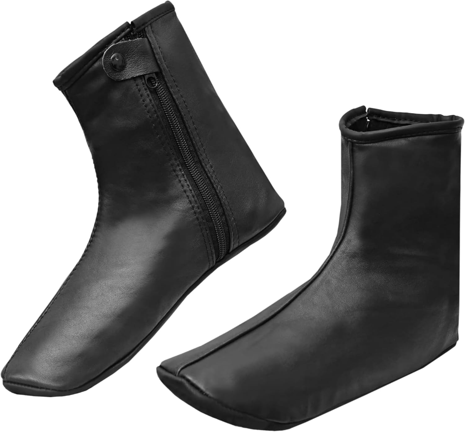 Black Leather Socks for Men & Women Genuine Soft Leather with Cotton Inner Lining, Anti-Slip Sole, Indoor Use