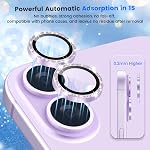 imluckies Glitter Camera Lens Protector for iPhone 17 6.3", [AR+AF] HD Clear Tempered Glass Lens Cover, 9H Scratch Resistant Individual Metal Shiny Ring, Case Friendly & Easy Install, Bling Purple