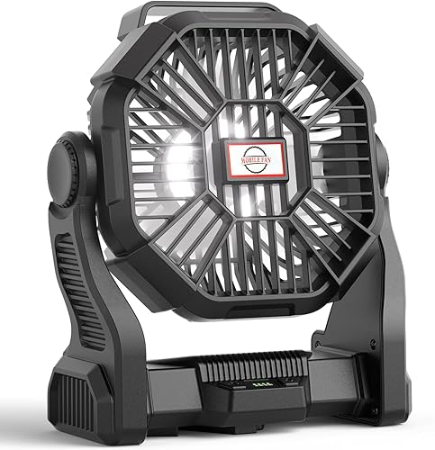 Ventilador de camping portátil, batería de 20000 mAh, recargable personal con linterna LED, ventilador de tienda de playa al aire libre con 4