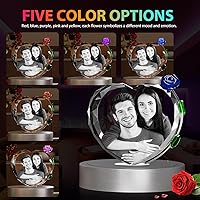 Vista 4 de 3D Crystal Photo with Red Crystal Rose, Personalized Mothers Day Gifts for Mom, Wife, Women, Her, Girlfriend, Couple, Customized Glass Photo