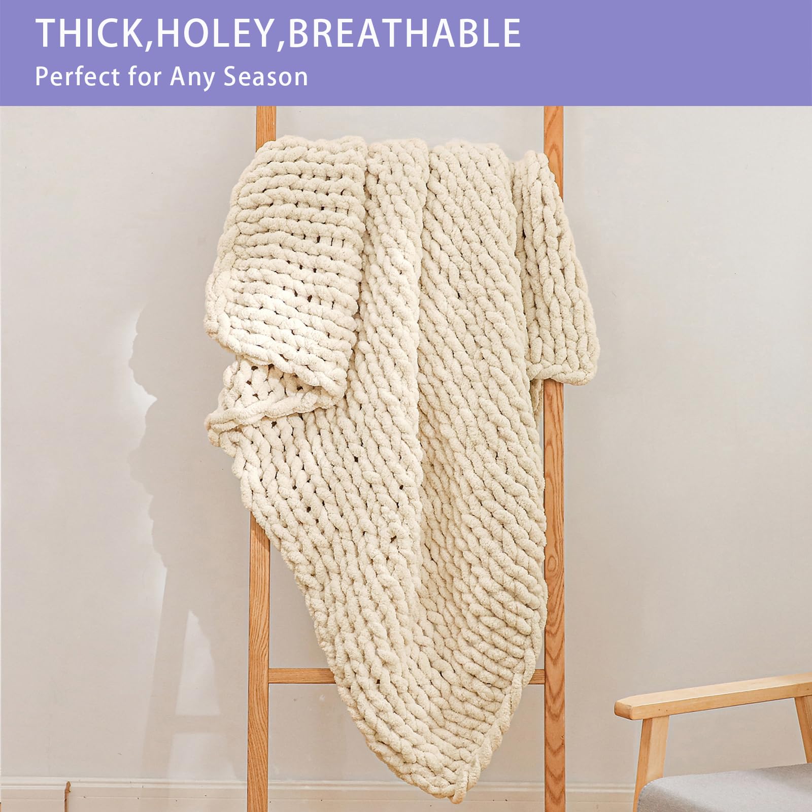 Bigacogo Grobstrick-Decke Übergröße – Kuschelweich & Handgestrickt
