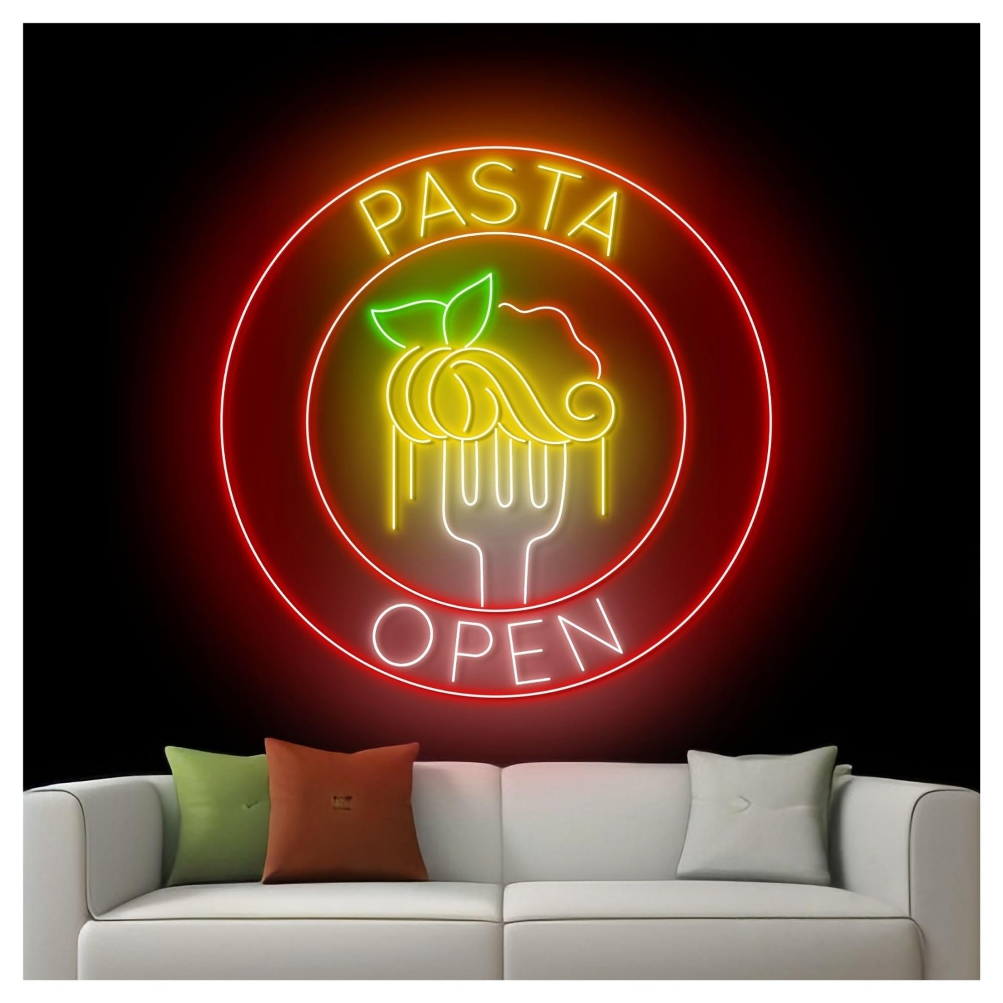 Insegna al Neon Insegna Al Neon Pasta Opencon Scritta Cucina Italiana, Spaghetti, Cibo, Arte Murale A LED, Decorazione Per Ristorante, Vetrina 63cm