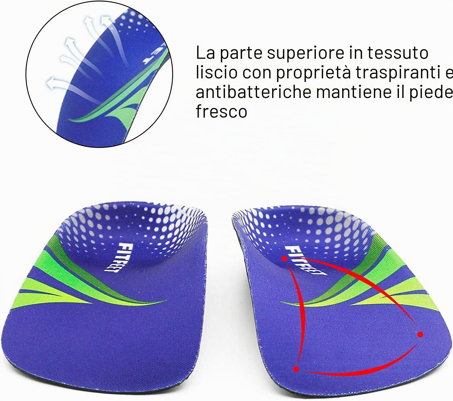 RooRuns 3/4 solette ortopediche per solette plantari per arco alto Solette per scarpe per fascite plantare, piedi piatti, iperpronazione, sollievo dal dolore al tallone