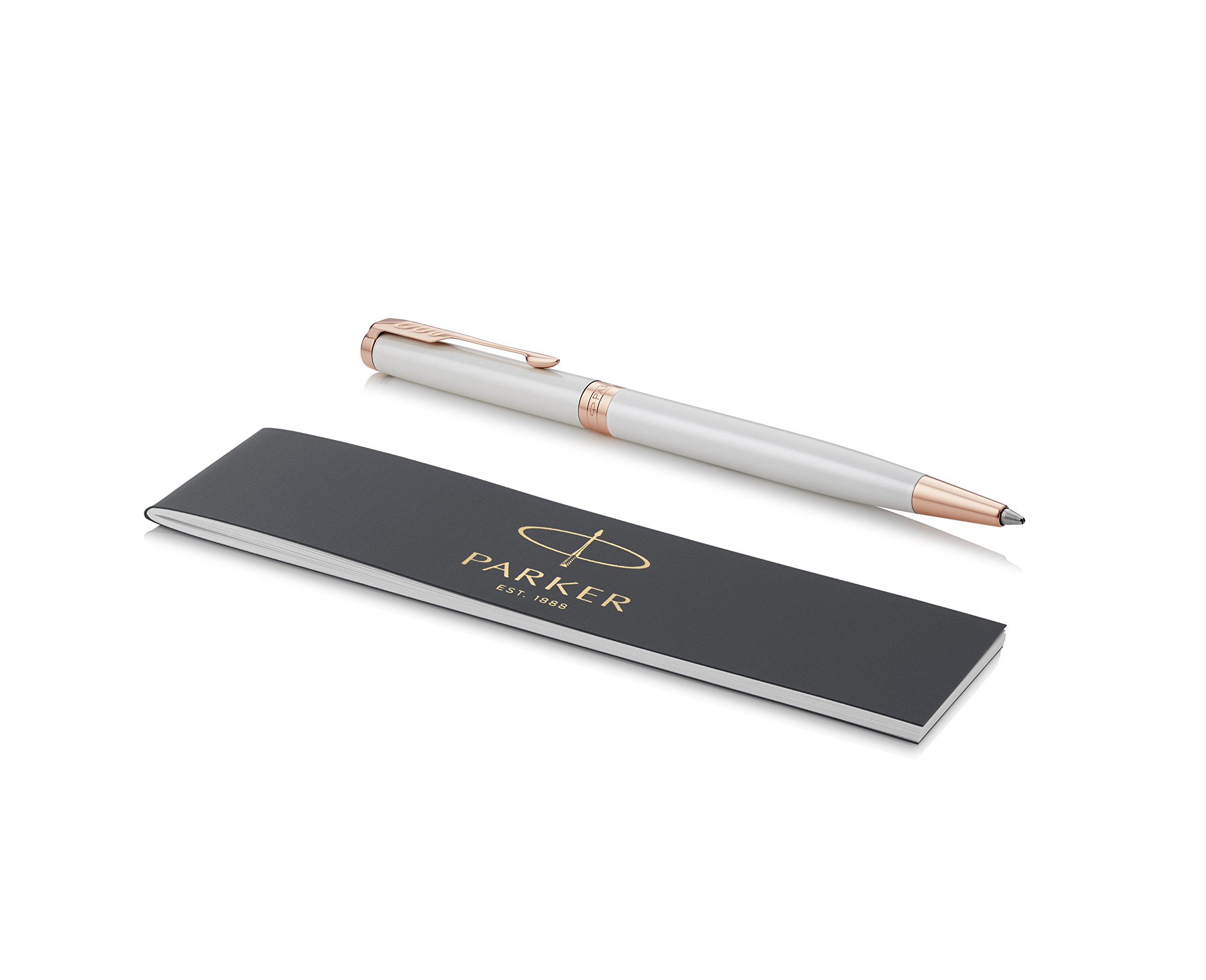ParkerSonnet Pearl Lacquer Slim Kugelschreiber (mittlere Schreibspitze) mit roségoldenen Zierteilen - in attraktiver Geschenkbox