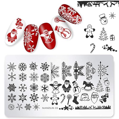 Miniatura 4 de WOKOTO Juego de 5 placas de arte de uñas de Navidad, juego de estampación para nieve, invierno, arte de uñas, placa de imagen, plantilla de