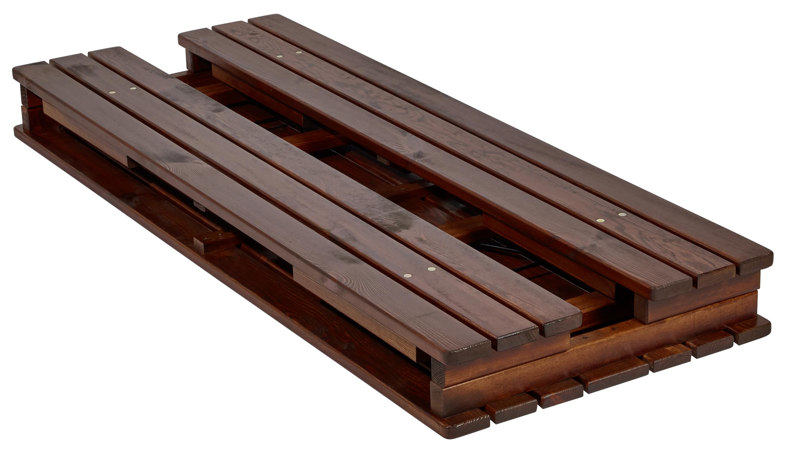 METRO Professional Conjunto Mesa y Bancos Plegables, 70 x 180 x 71.6 cm, marrón