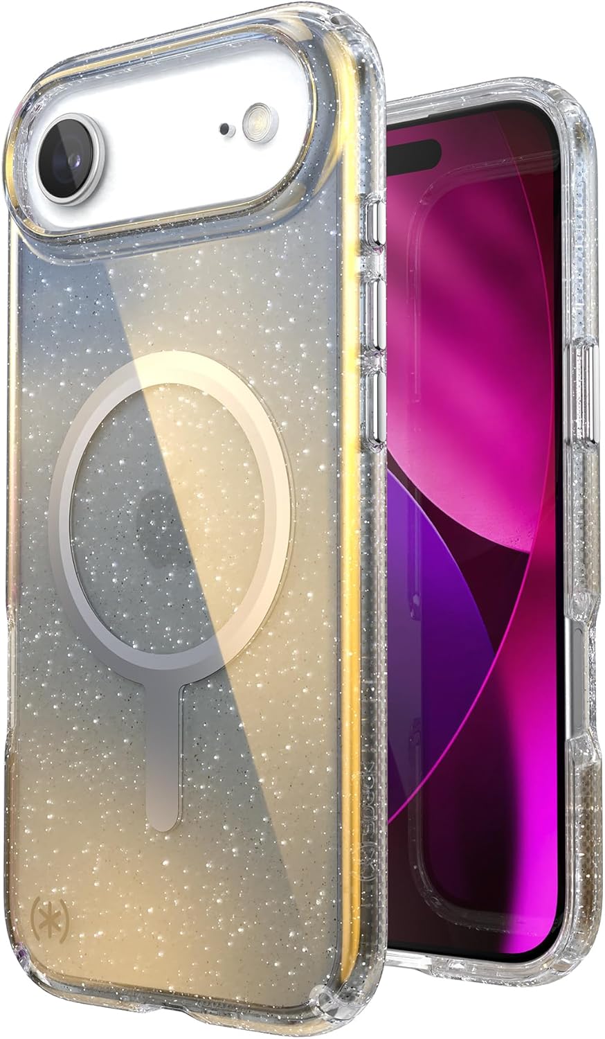 Speck Presidio LUX for iPhone 17 Air Case, MagSafe-Compatible, Slim Protective Case, Hyper Mirror Glitter/Silver Metallic