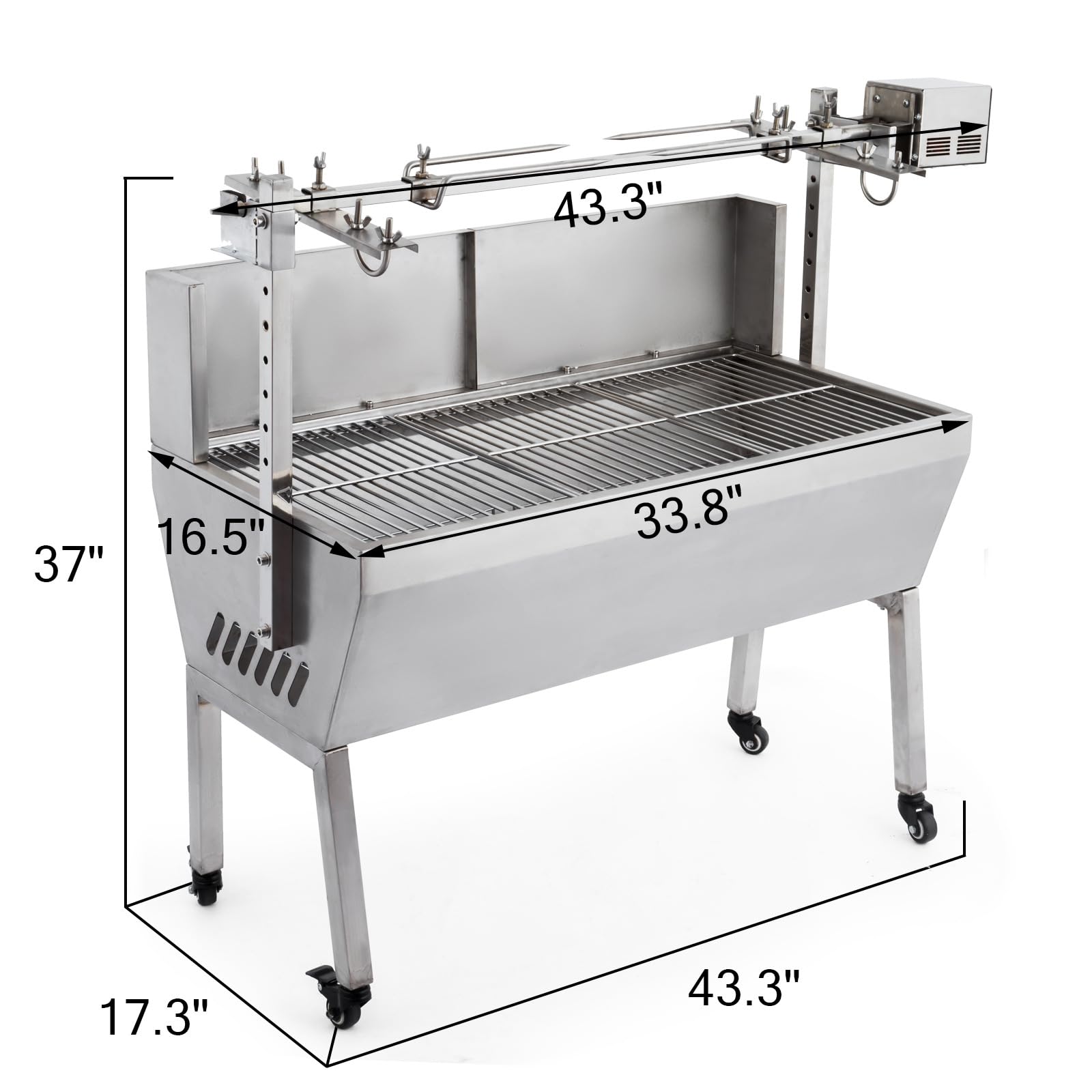 Girarrosto Elettrico con Treppiede, Girarrosto per Girarrosto con Griglia Grande, con Superficie di Cottura 985 * 400 Mm, Altezza Regolabile, per Picnic All'aperto di Agnello Arrosto