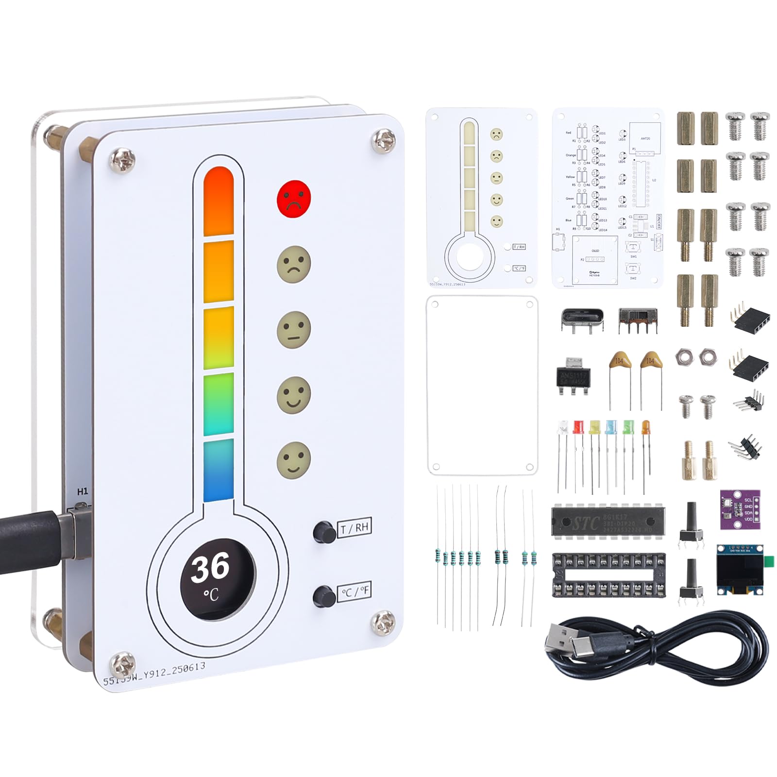 BANRIA DIY Electronics Kit, Temperature & Humidity Meter Soldering Practice Kit with Expression LED Indication โ/โ Thermo-Hygrometer Soldering Project Kit for School Education Use in Room Home Indoor