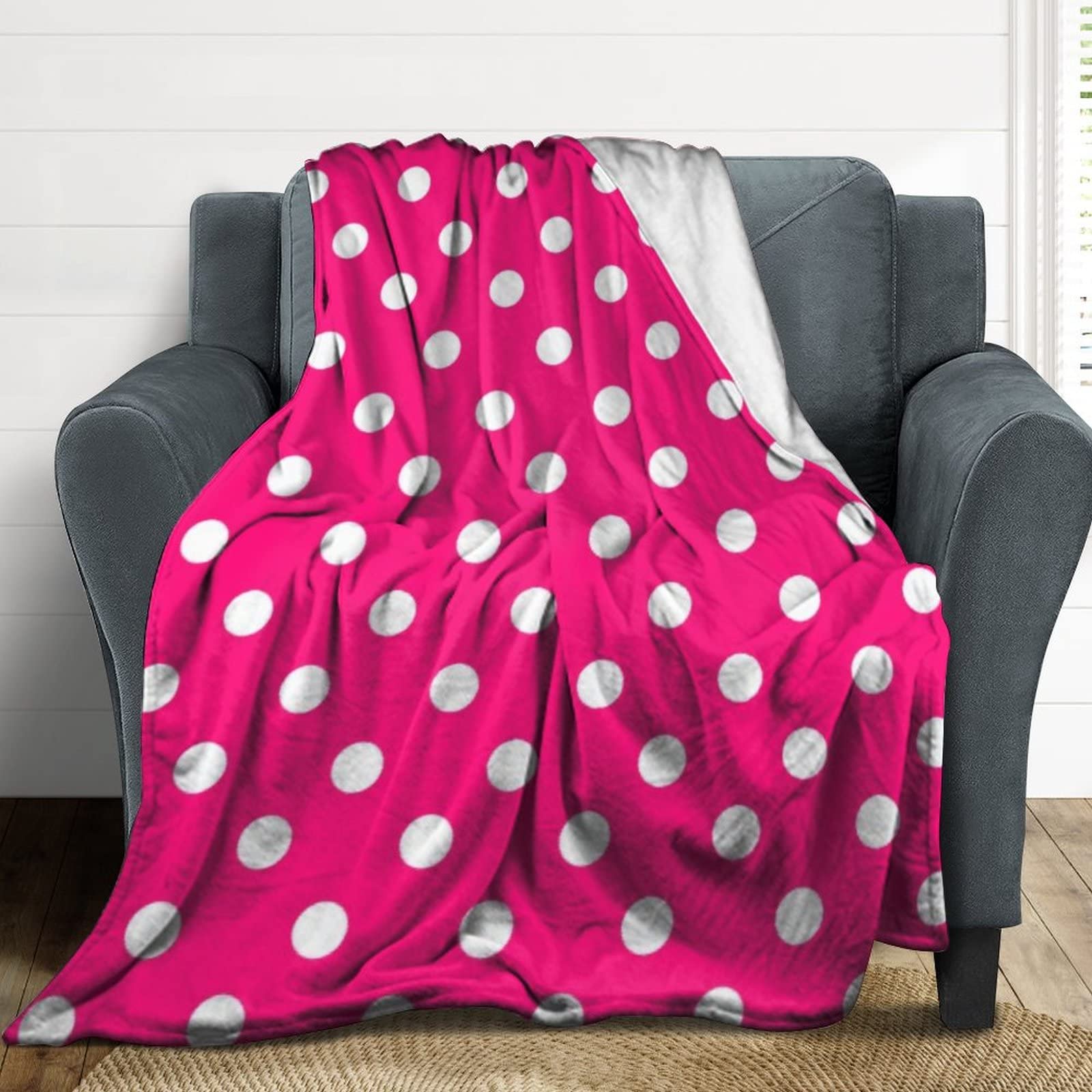 Amazon｜Mosato 明るいピンク 水玉模様パターン 毛布 ブランケット