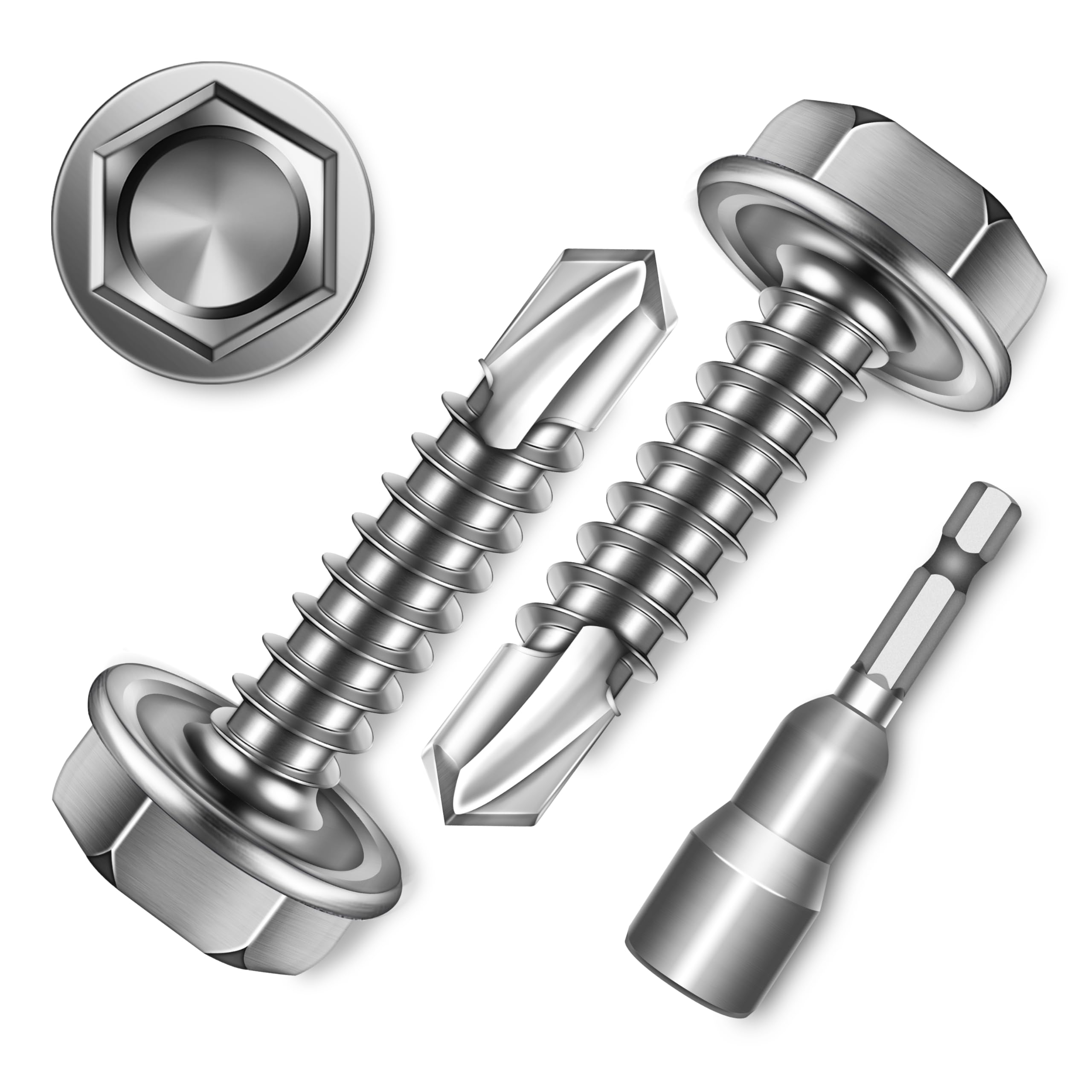 Sheet Metal Screws - 100 Stainless Steel Self Drilling -25 Sheet Metal Screws - 100 Stainless Steel Self Drilling -25