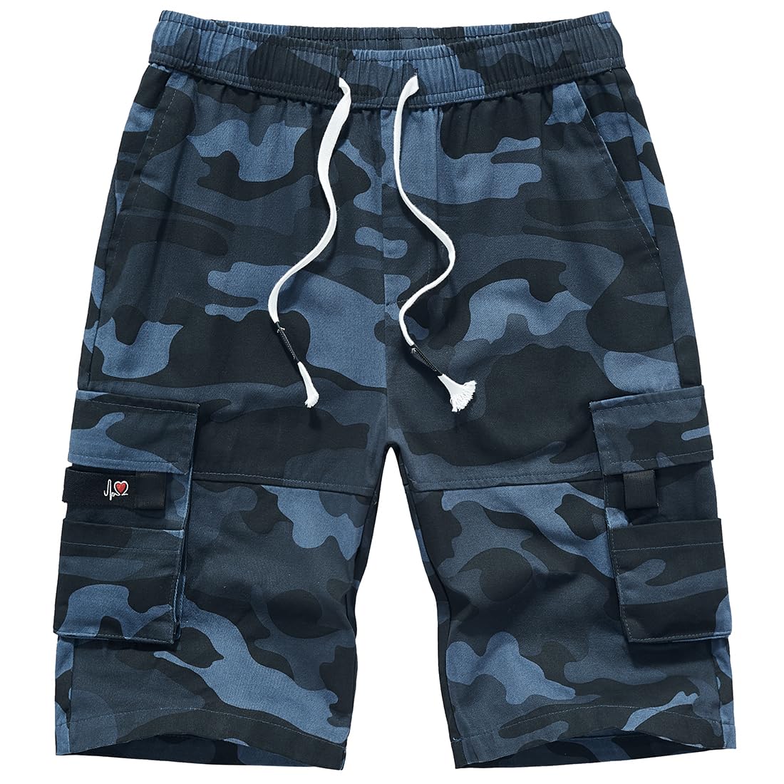 iCKER Mens Cargo Shorts Summer Casual Elastic Loose Fit Combat Work Shorts Cotton Multi Pocket