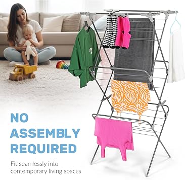 Taylor & Brown Supreme 3 Tier Clothes Airer – Foldable Laundry Drying Rack with 27m Drying Space, Sure Grip Non-Slip Feet, Compact Clothes Horse for Indoor & Outdoor Drying