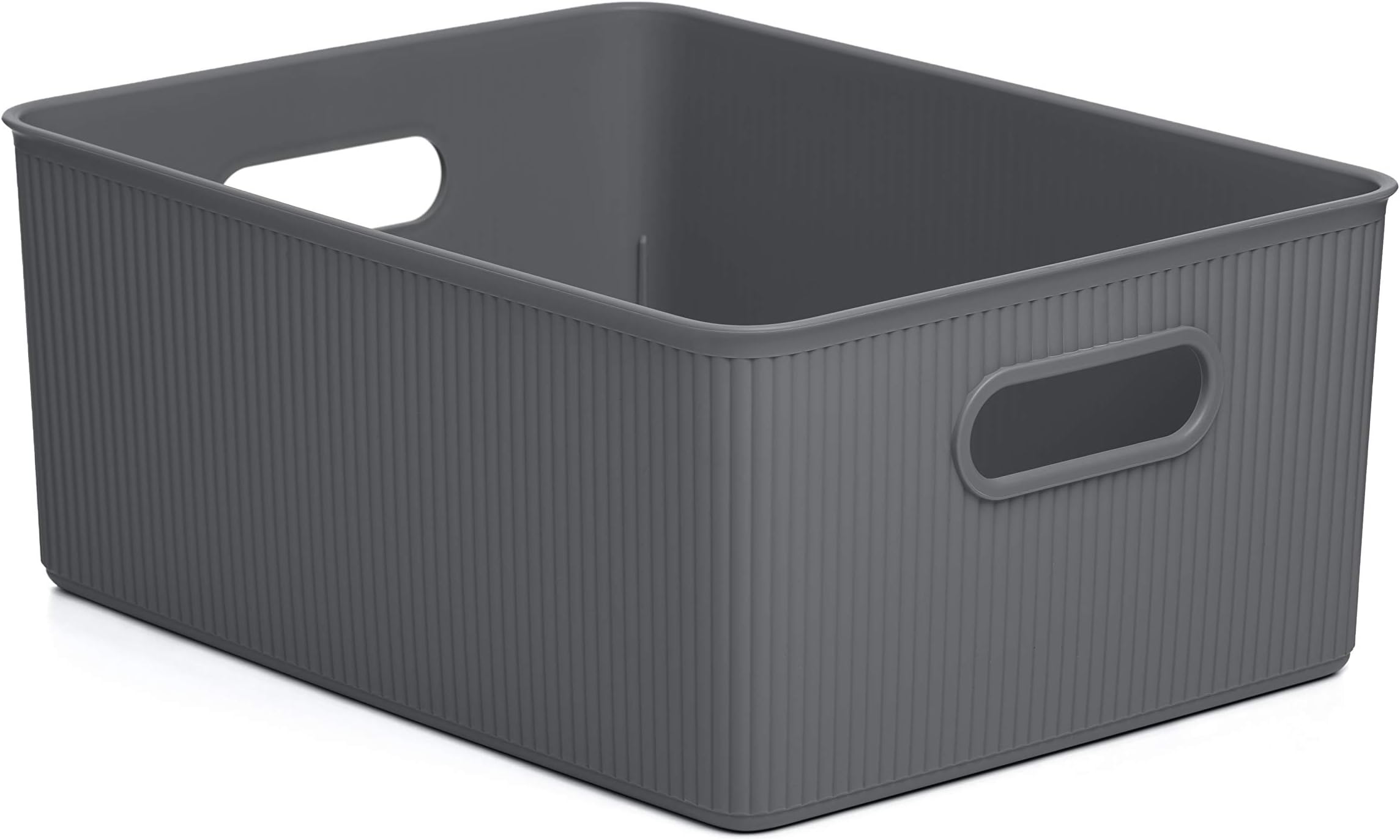 TATAY Plastic Storage Basket 15 L Baobab | Organizer Box | Integrated Handles | Compact and Versatile Design | BPA-Free Plastic | 29.4 x 38.5 x 16 cm, Grey