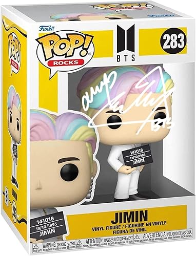 BTS Jimin #283 Facsimile Signed Reprint Laser Autographed Funko POP! Rocks Figurine with Protector Case