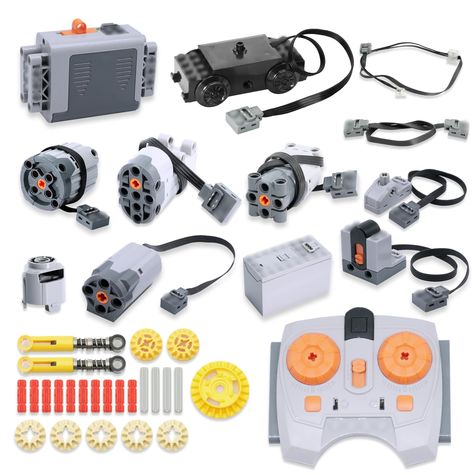 Set di Funzione di Potenza del Servo Motore, QIQIAZI Set di 45 Pezzi di Motori Giocattolo Elettrici con Motori M/L/XL/Servo/Train, Telecomando IR, Scatola per Batteria, Cavo di Prolunga, Compatibile