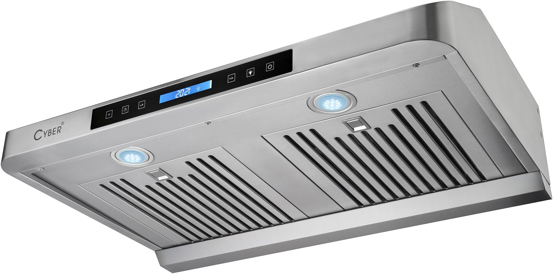 CYBER Minimalist Designed Seamless Stainless Steel Under Cabinet Range Hood 30" Touch Panel 900CFM