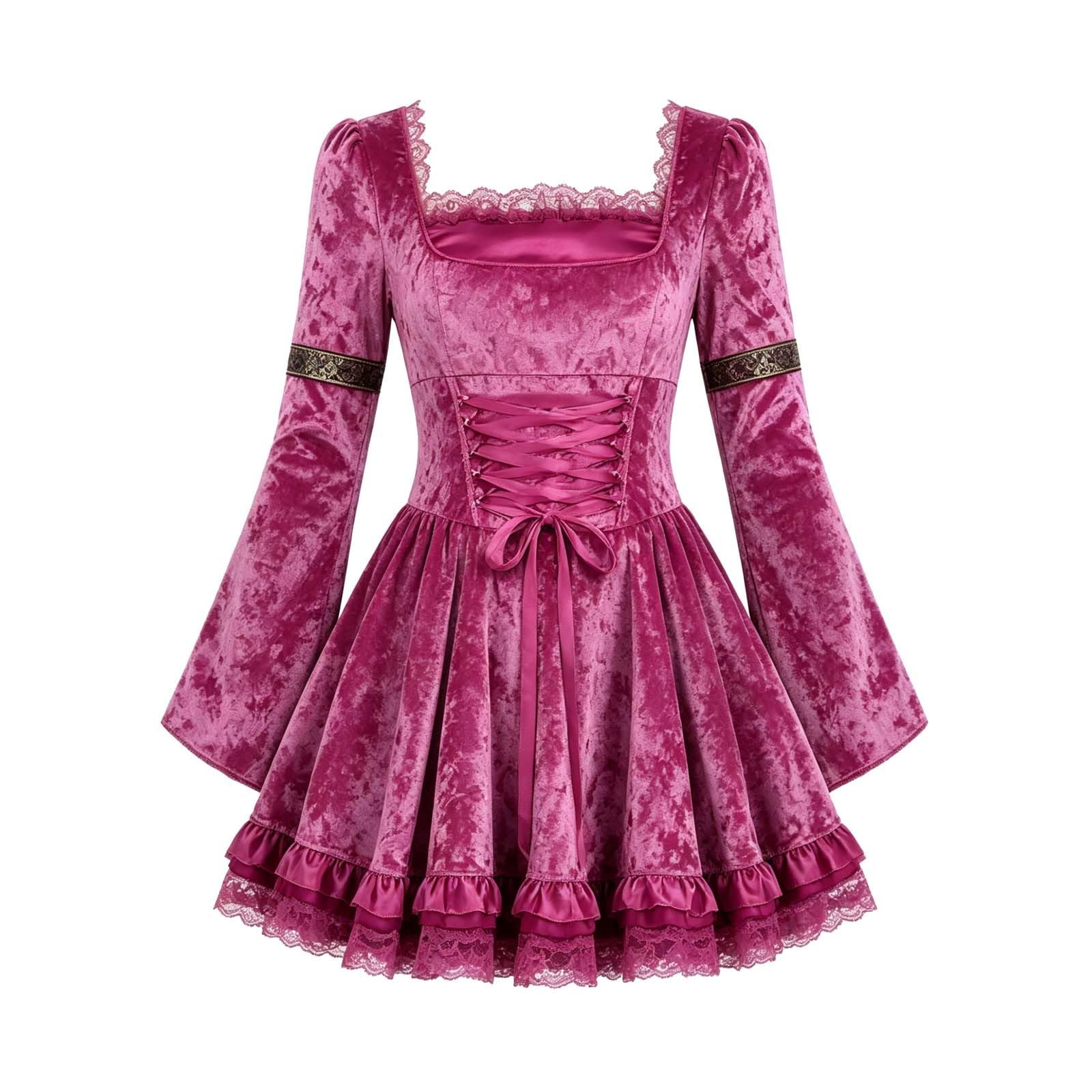 Generisch Dirndl Damen Midi - Mittelalterliches Kleid Korsett FüR Clubnacht Party Auftritt