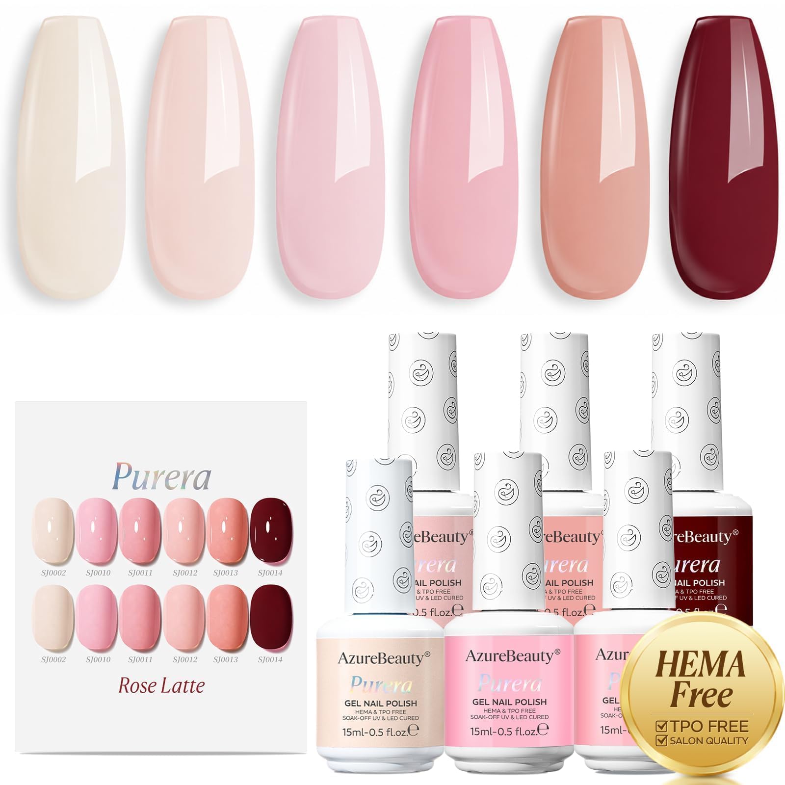 Amazon.com: AZUREBEAUTY 6 Colors 15ml HEMA Free Purera Gel Nail