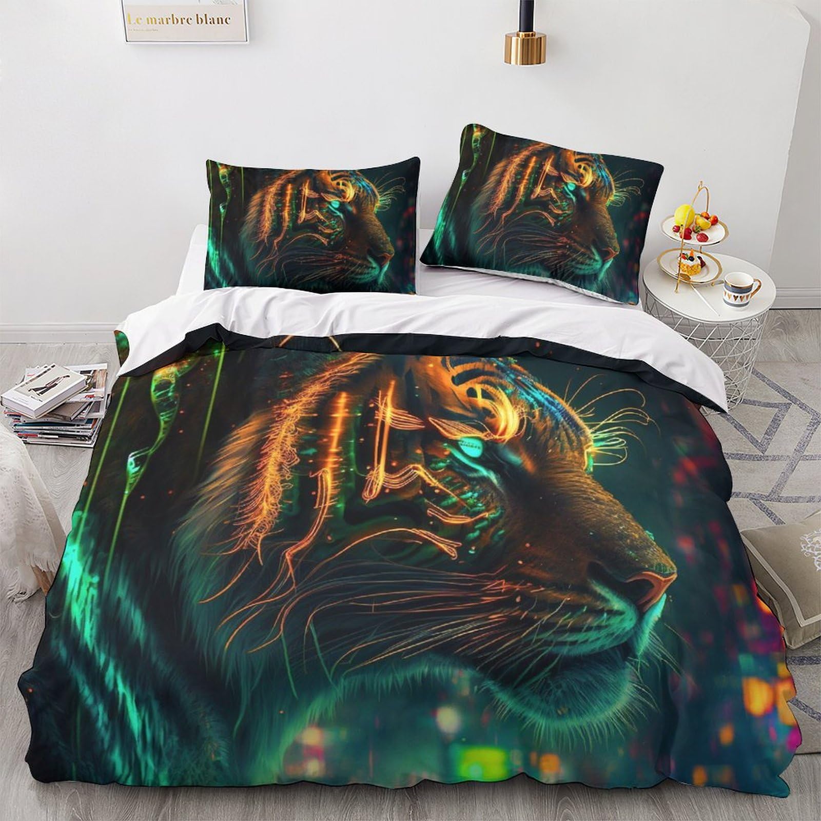 Ensemble de literie tigre 3D avec housse de couette en microfibre premium de qualité supérieure