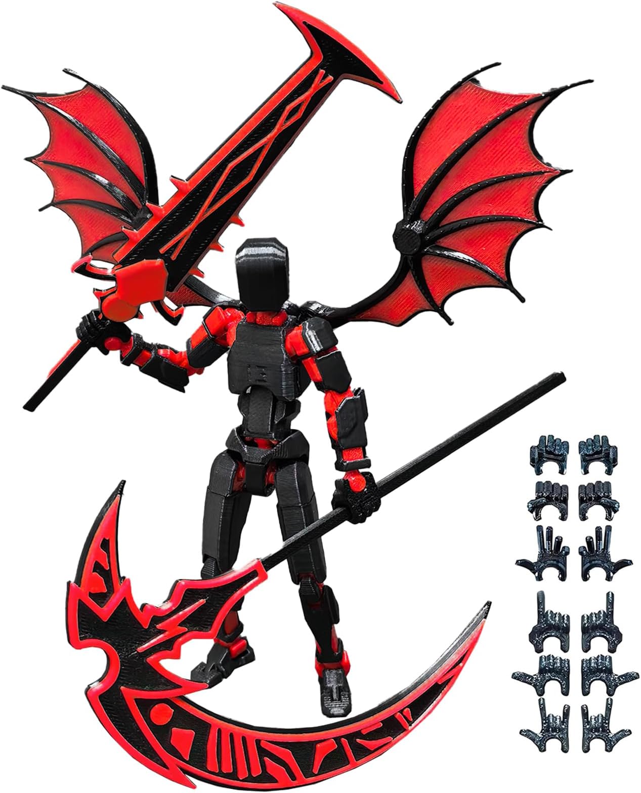 T13 Action Figures(Assembly Completed),Titan 13 Robot Action Figure,3D Printed Dummy 13 Action Figure Articulated, Lucky 13 Gift for Collectors Desktop Decorations,muñeco de acción(Black Red)