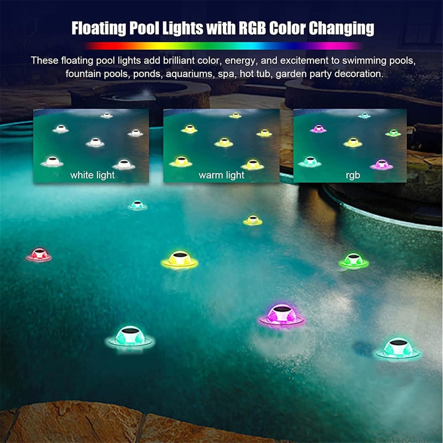 Solar Water Drift Lamp LED Floating Light IP65 Waterproof Swimming Pool Light Submersible LED Lights Garden Pool Pond Fountain(1PCS)