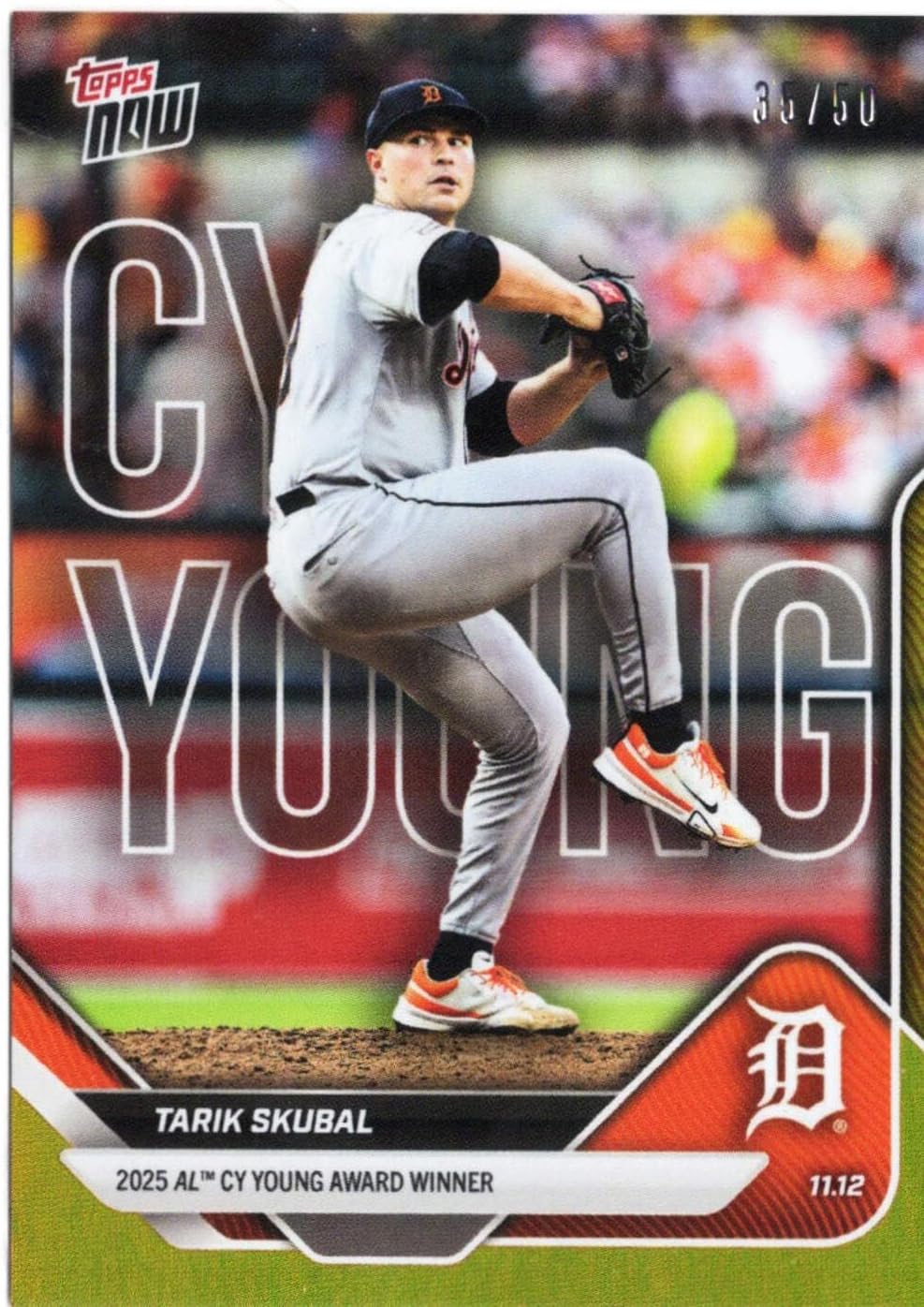 2025 Topps Now Tarik Skubal #OS5 Gold Foil /50 Detroit Tigers Baseball Card
